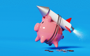 Health Rising Piggy bank blasting off