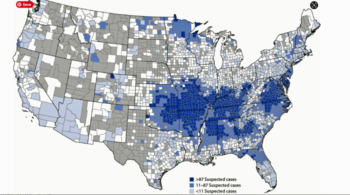 Alpha-gal prevalence from the 2023 CDC study. 